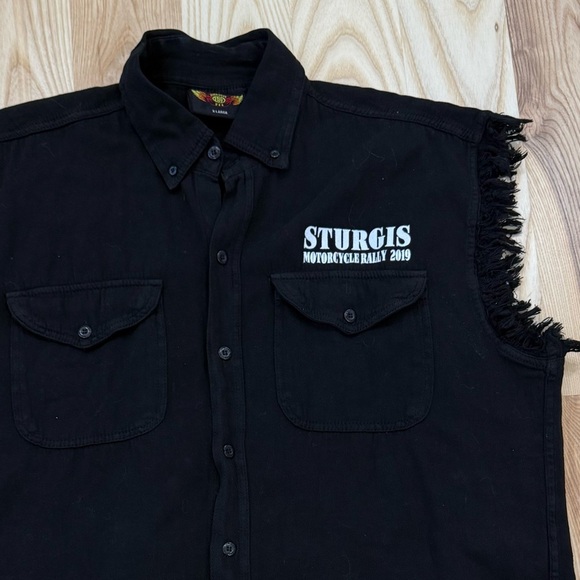 Sturgis Cut Off Button Shirt Men’s XL Black Hills Rally 2019 - Picture 4 of 7